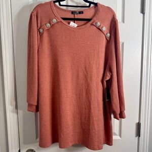 NWT. Cure Women's Ribbed Sweater Size 3X. Orange color long sleeve sweater